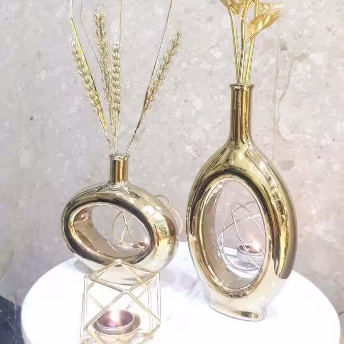 گلدان جفتی سرامیکی  طرح بیضی 