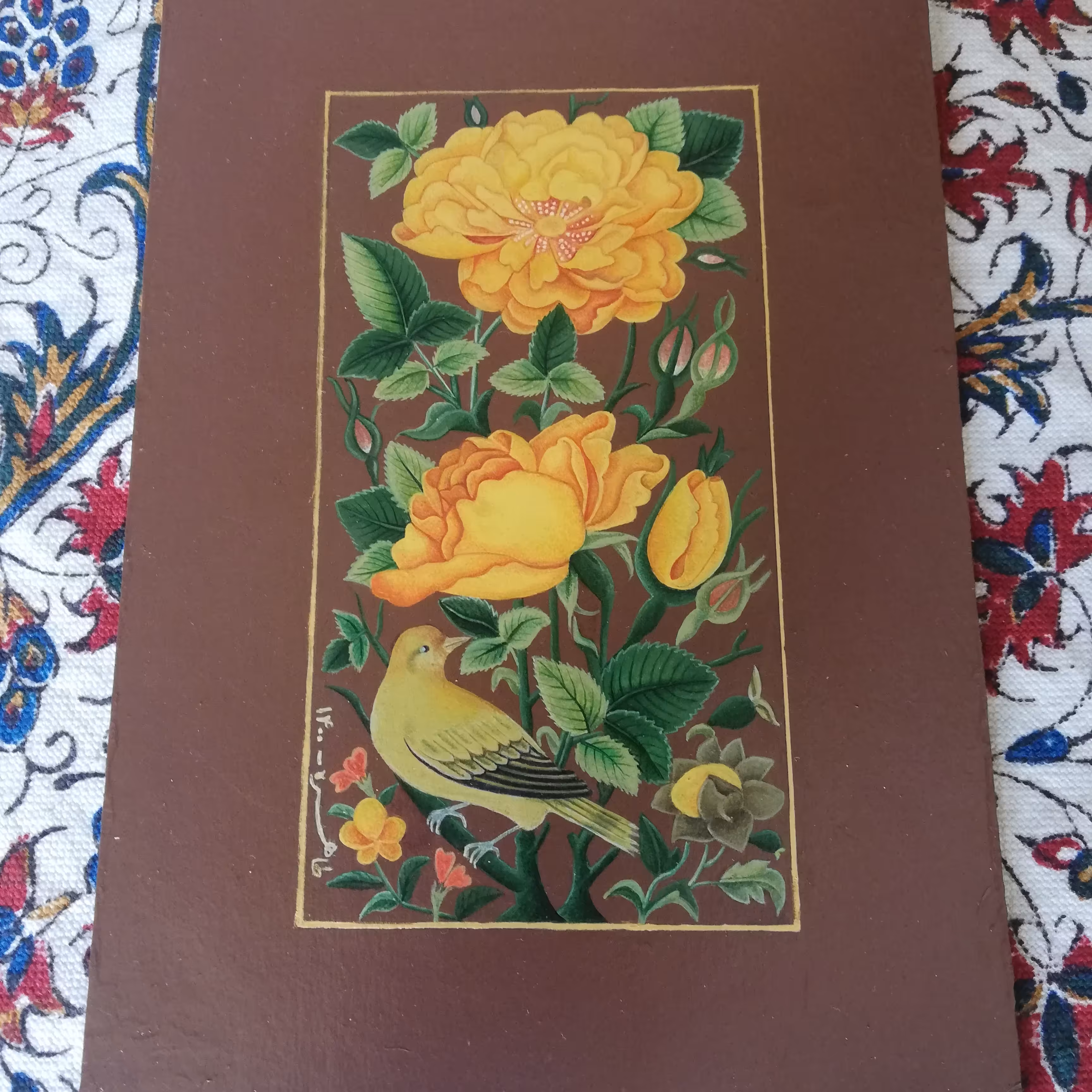 نقاشی گل ومرغ 