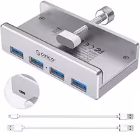 هاب USB 3.0 فلزی Clip Type مدل ORICO Aluminum Alloy 4 Port USB3.0 Clip-type HUB MH4PU-P