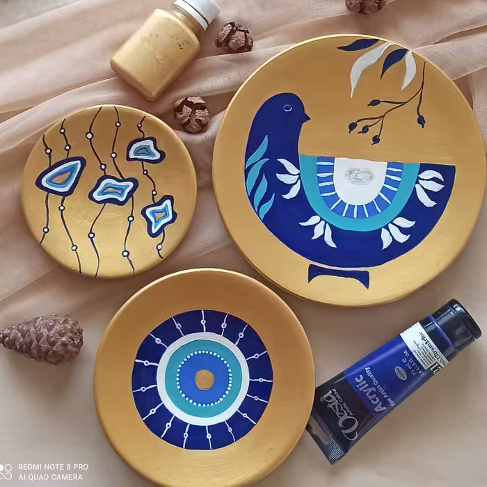 دیوارکوب سفالی،دکوراتیو،طرح چشم زخم