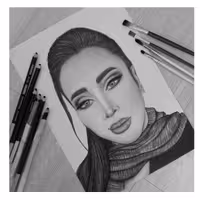 طراحی چهره با تکنیک سیاه قلم در سایز A4 