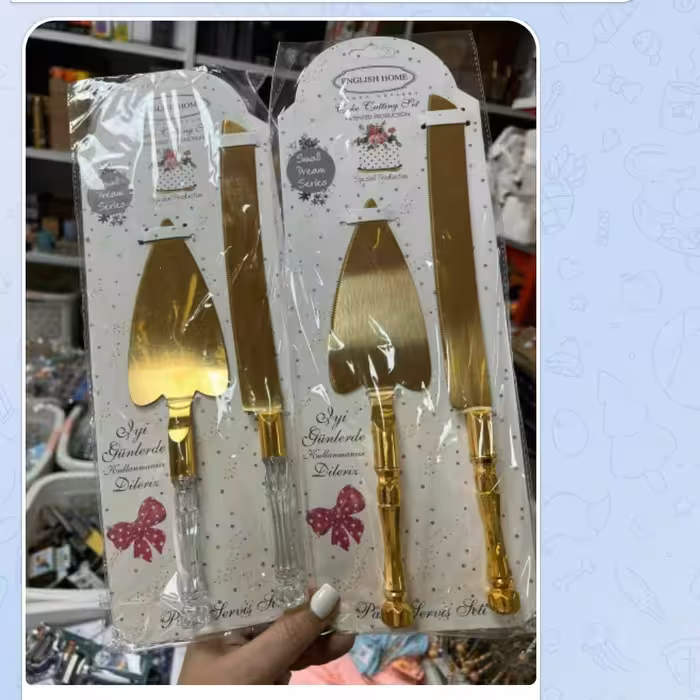 کیک بر طلایی دسته ماربل 
