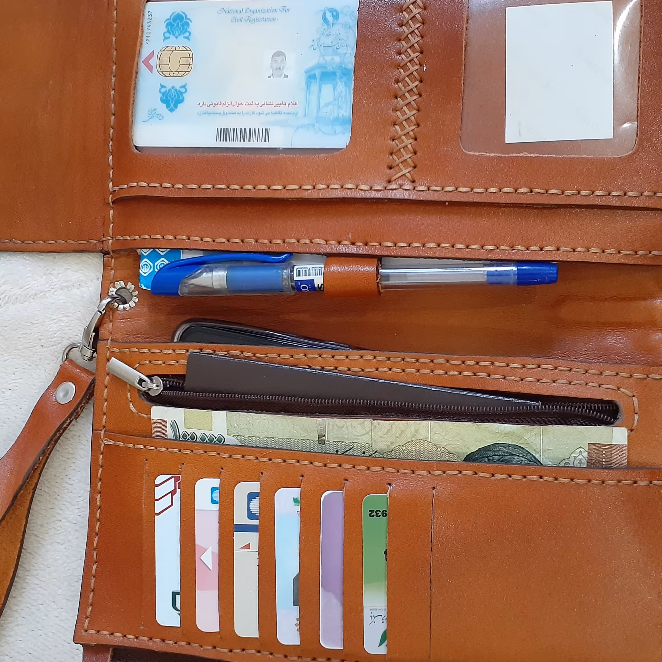 کیف مدارک دستی اسپرت تمام چرم طبیعی دست دوز