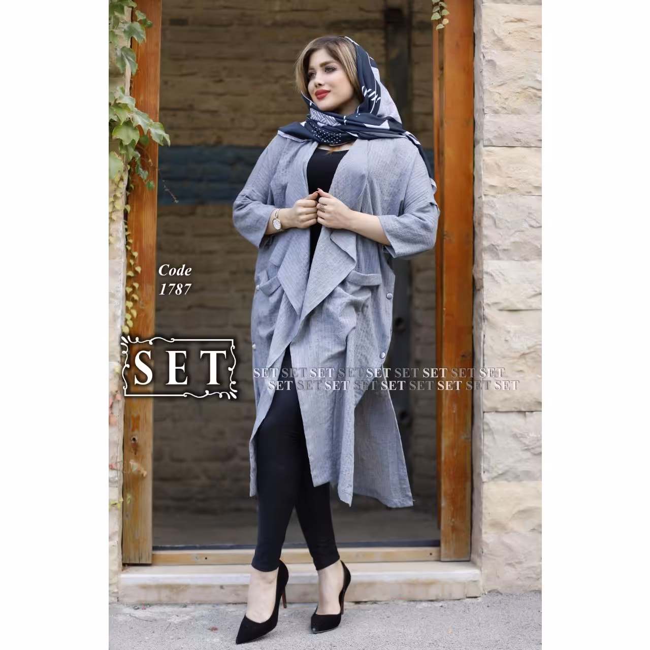 مانتو مدل ساغر کد 1787 رنگ طوسی