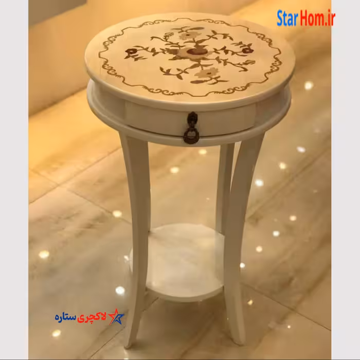 میز تلفن چوبی تک کشو پرانتزی ساده کد13397