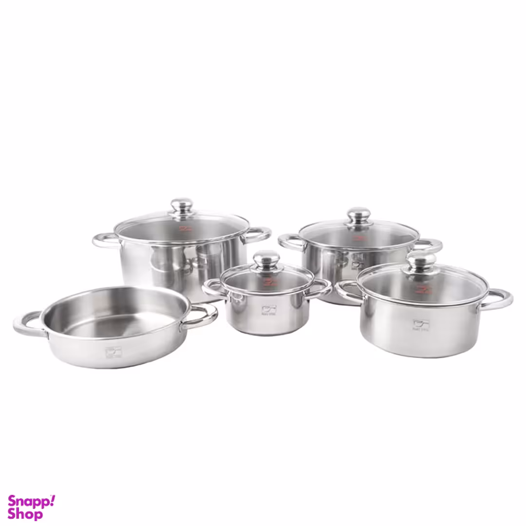 سرویس قابلمه 9 پارچه پارس استیل مدل کف سه لایه کد 0102/02