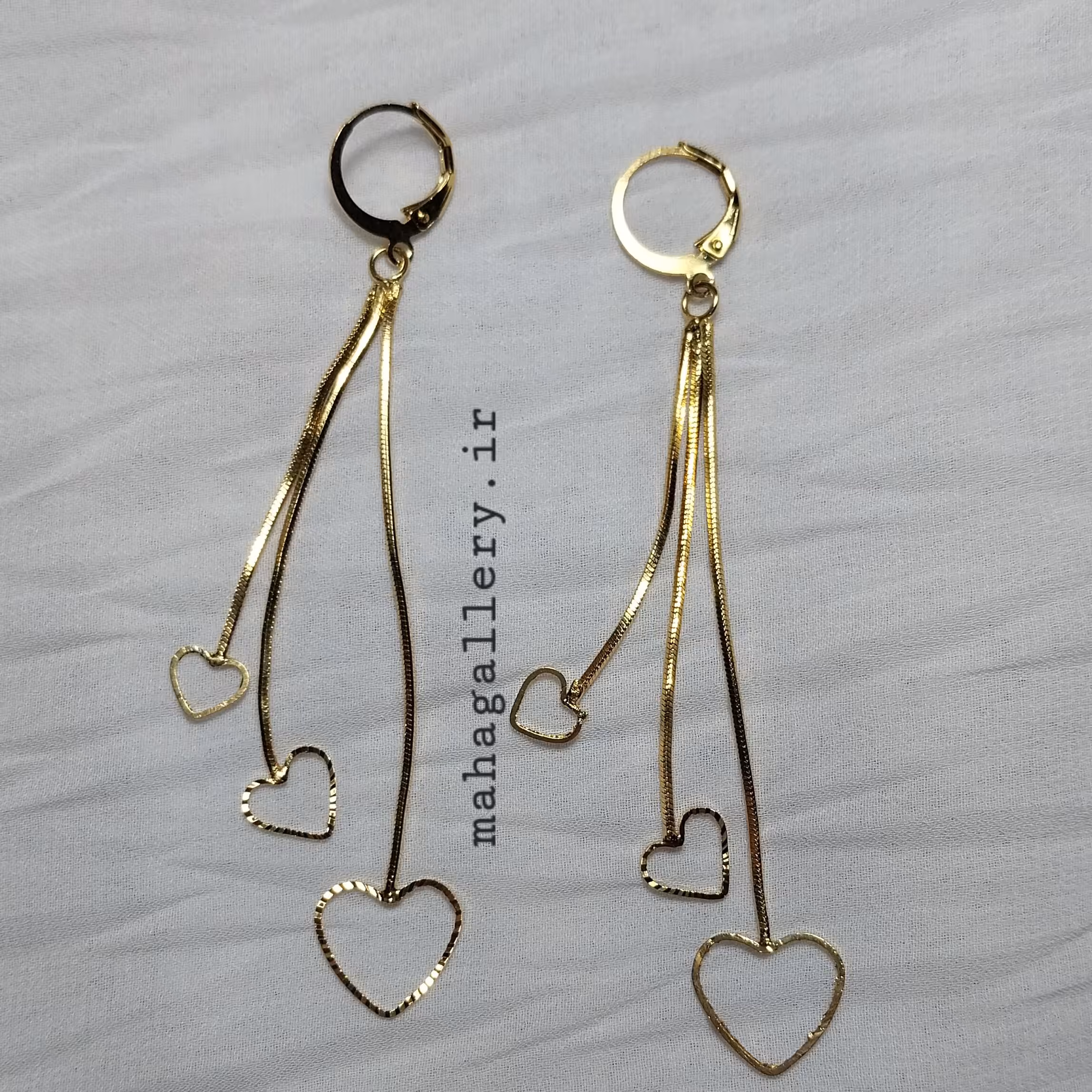 گوشواره حلقه ای آویزطرح قلب