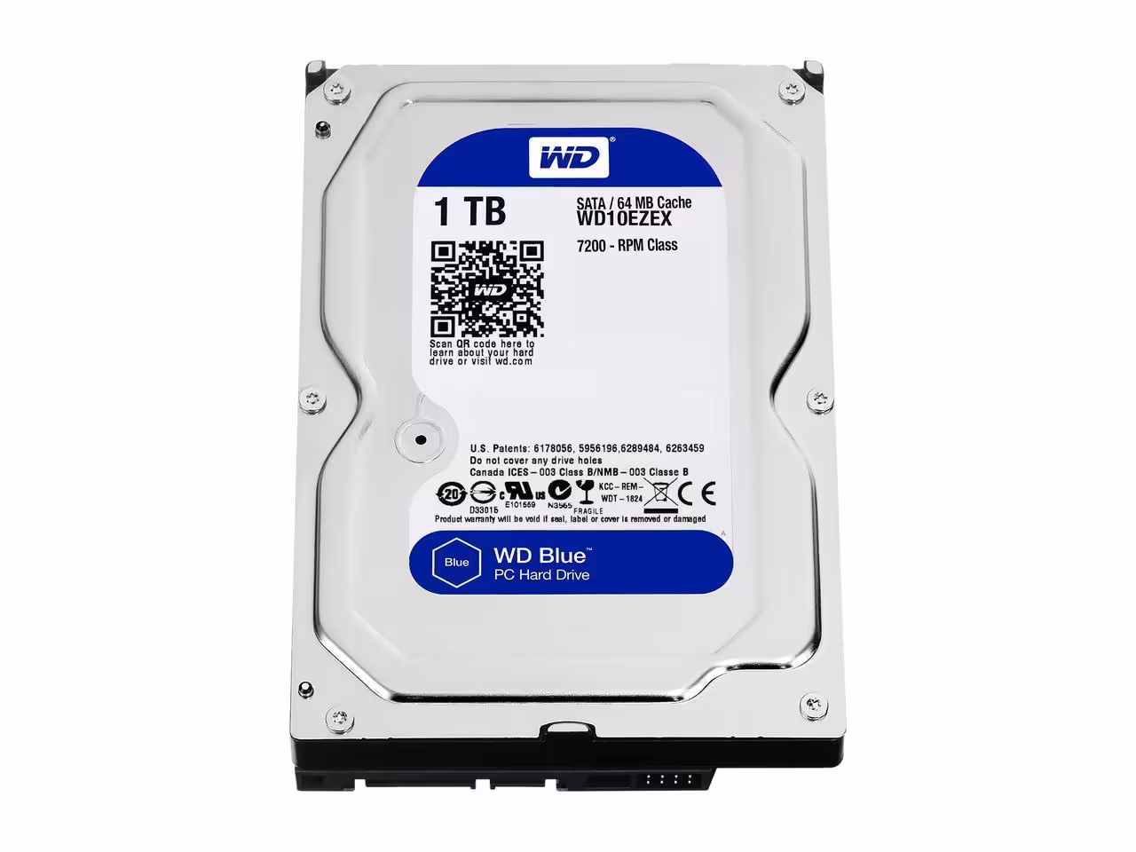 هارد اینترنال وسترن دیجیتال مدل Blue WD10EZEX ظرفیت 1TB4.74WD Blue 1TB Desktop Hard Disk Drive - 7200 RPM SATA 6Gb/s 64MB Cache 3.5 Inch - WD10EZEX