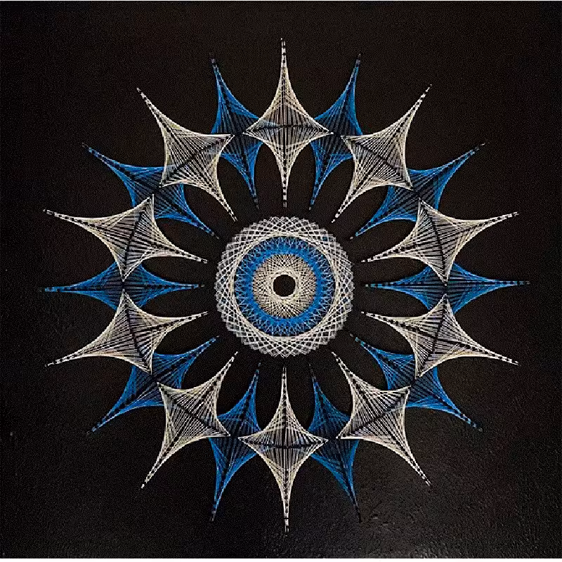 تابلو میخ و نخ طرح گل آبی