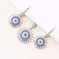 نیم ست نقره چشم نظر مدل خورشیدی مجلسی کد 1622