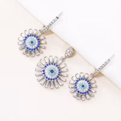 نیم ست نقره چشم نظر مدل خورشیدی مجلسی کد 1622