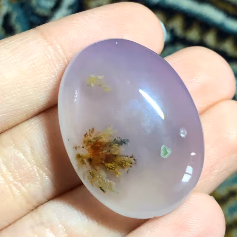 نگین شجر شکوفه هفت رنگ زمینه سوسنی بسیار خاص و زیبا تراش بیضی دامله کد 36