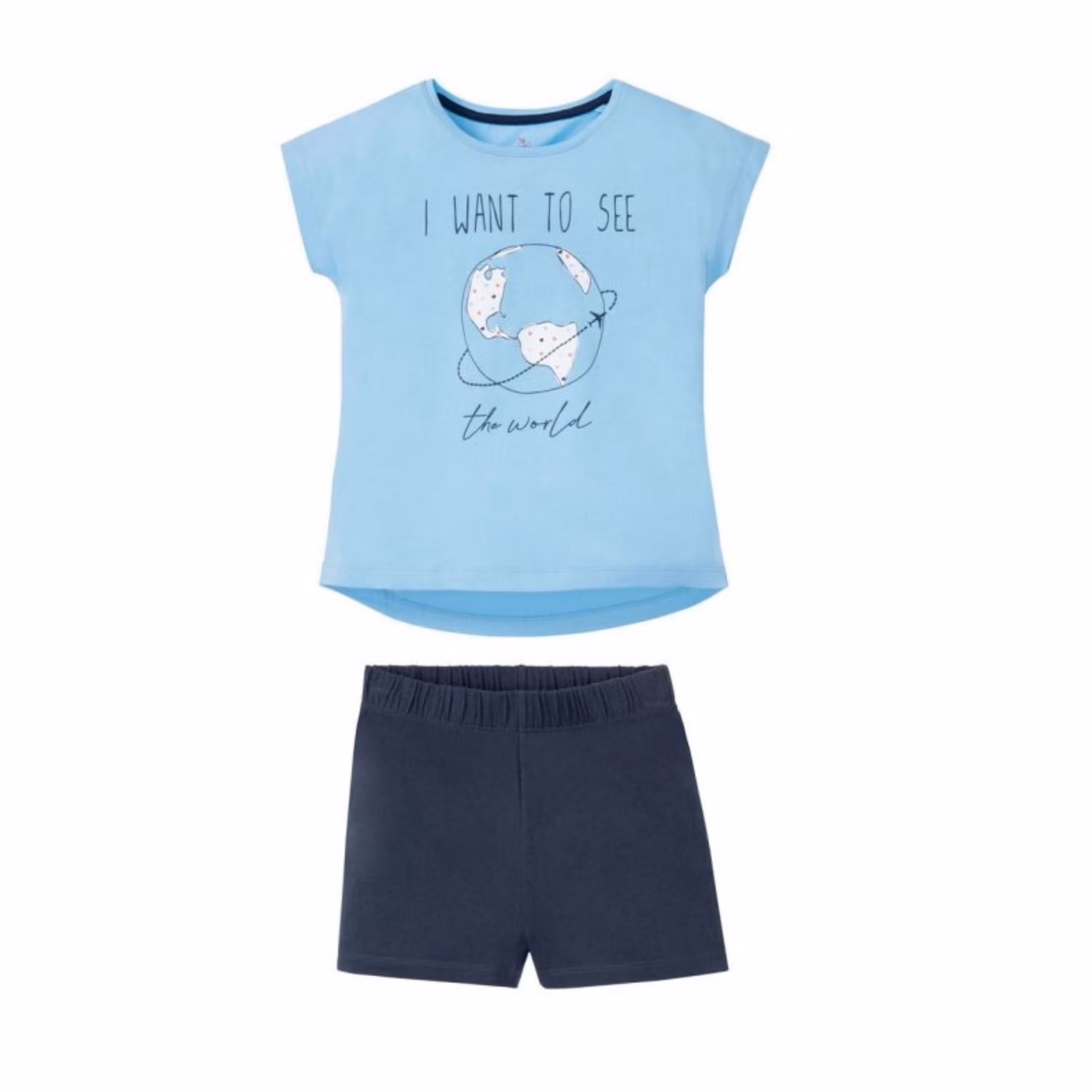 ست تی شرت و شلوارک دخترانه پیپرتس مدل پنبه ای کد 8316500 سایز 12 تا 14 سال 