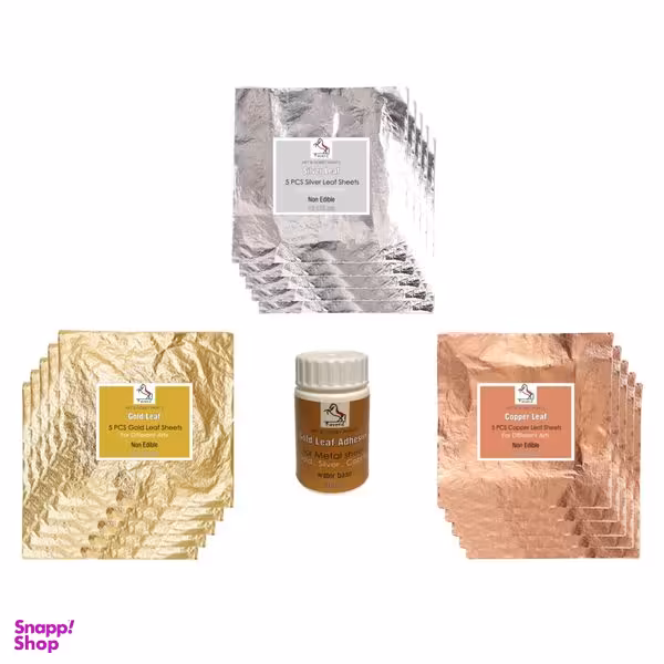 ورق طلا و مس و نقره کرند  کد GSC16 بسته 15 عددی به همراه چسب