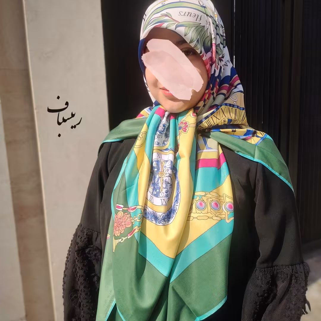 روسری ابریشم توییل وارداتی طرح ساعت قواره بزرگ چرخ دوز