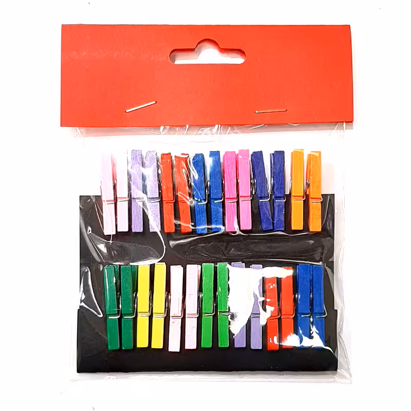 خرید گیره چوبی رنگی بسته 24 عددی سایز کوچک