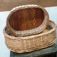 سبدحصیری تیناسادات شاپ بیضی جفتی تضمین کیفی خودرنگ چوب مرغوب مروار  550g