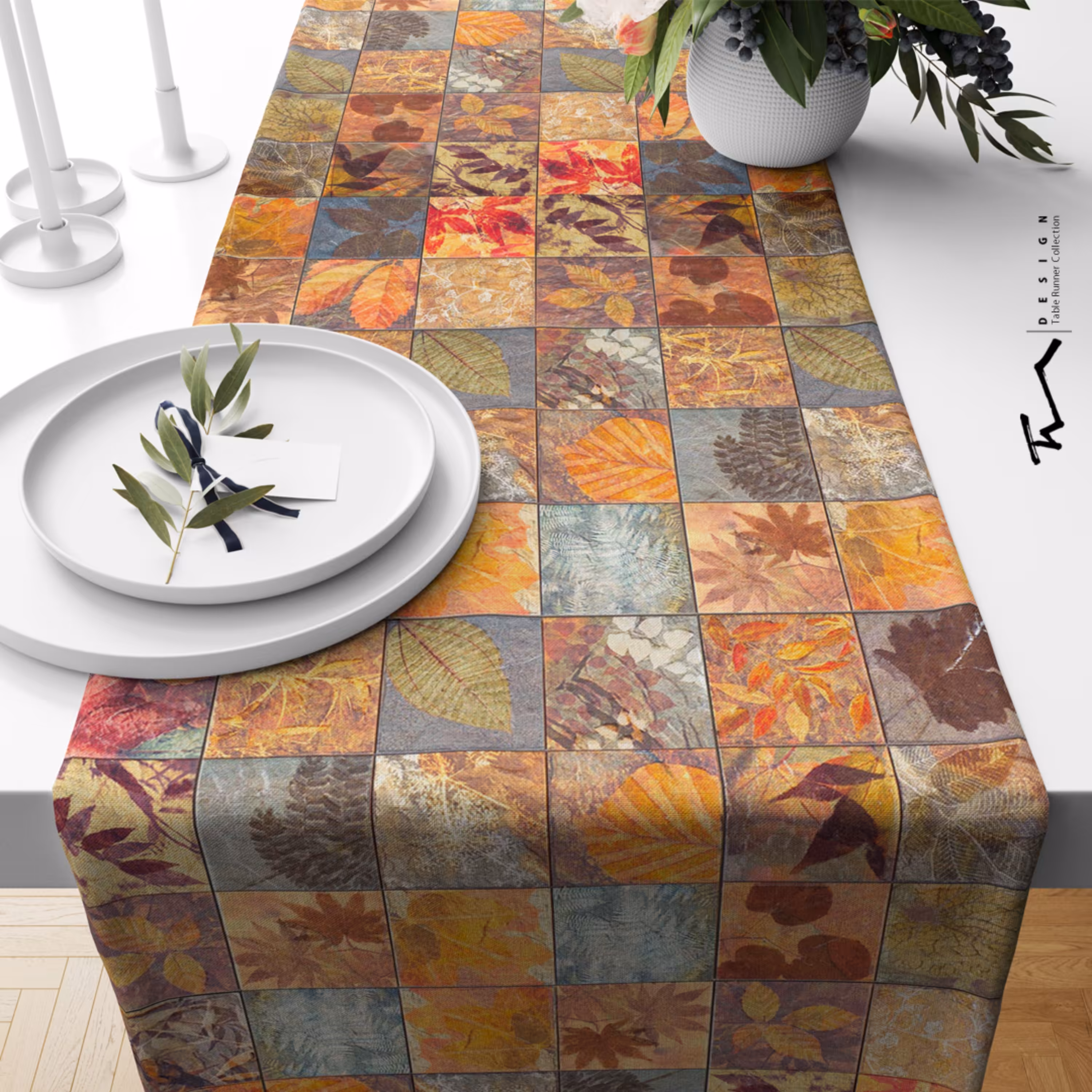 رانر طرح پاییزی - سایز 40 در 135 سانتیمتر - جنس دو رو مخمل پورش - کیفیت عالی