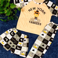 ست سه  تیکه تیشرت ،شلوار،شلوارک سایز 38-46 جنس نخ پنبه رنگ بندی متنوع  