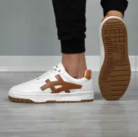 کتانی مردانه آسیکس ASICS قهوه ای سفید اسپرت