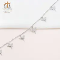 پابند نقره طرح سنجاقک با آبکاری طلاسفید کد 24008
