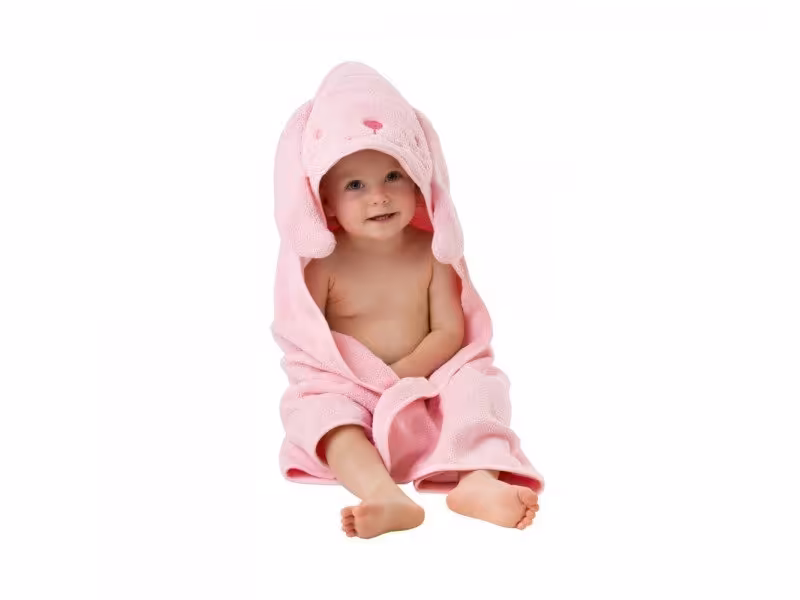 حوله کلاهدار طرح خرگوش صورتی playgro کد 6985890