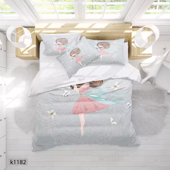 ست رو تختی چاپی 4 تیکه کالیفرنیا یک نفره   کد1182