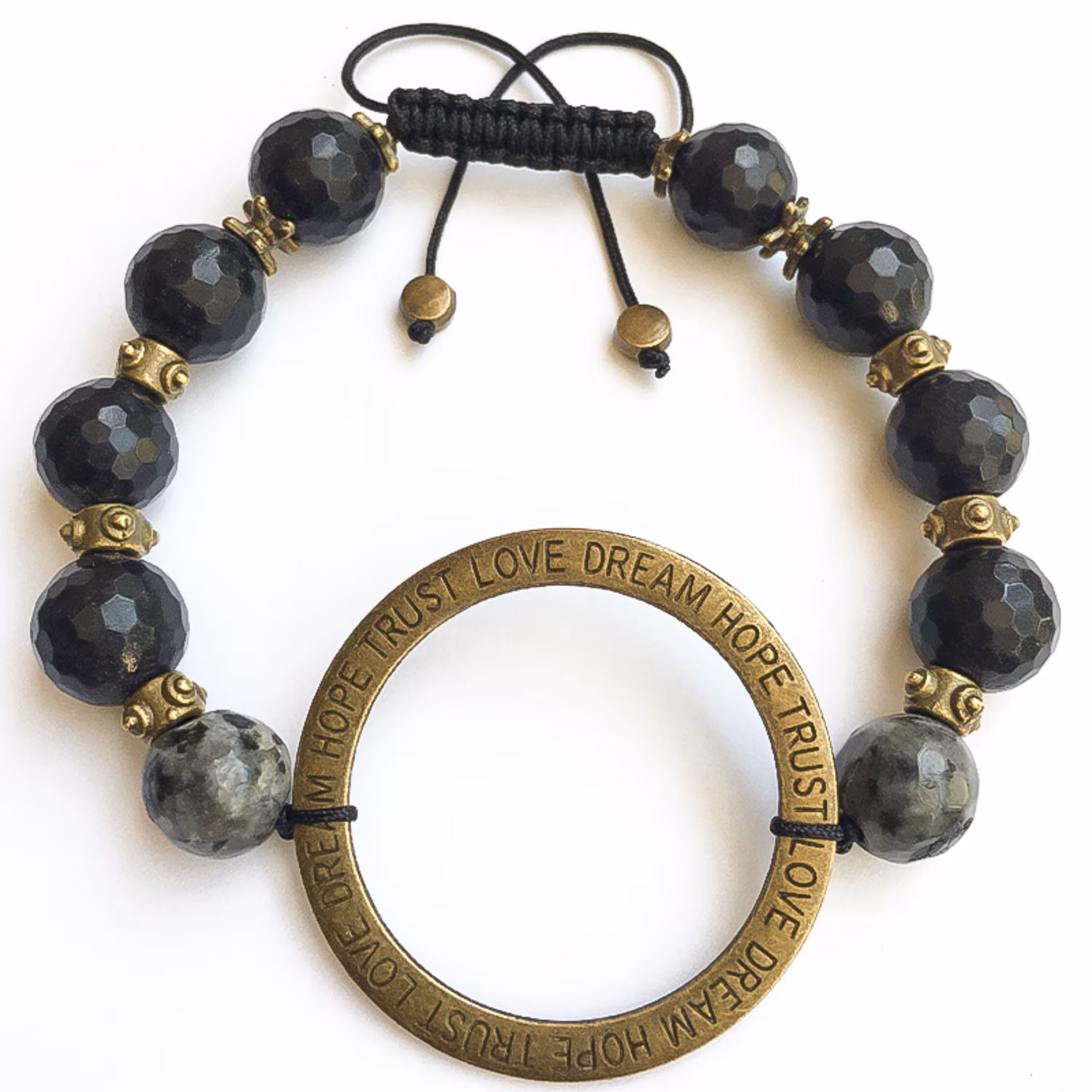 دستبند مدل امید سنگ های عقیق و کریزوکولا