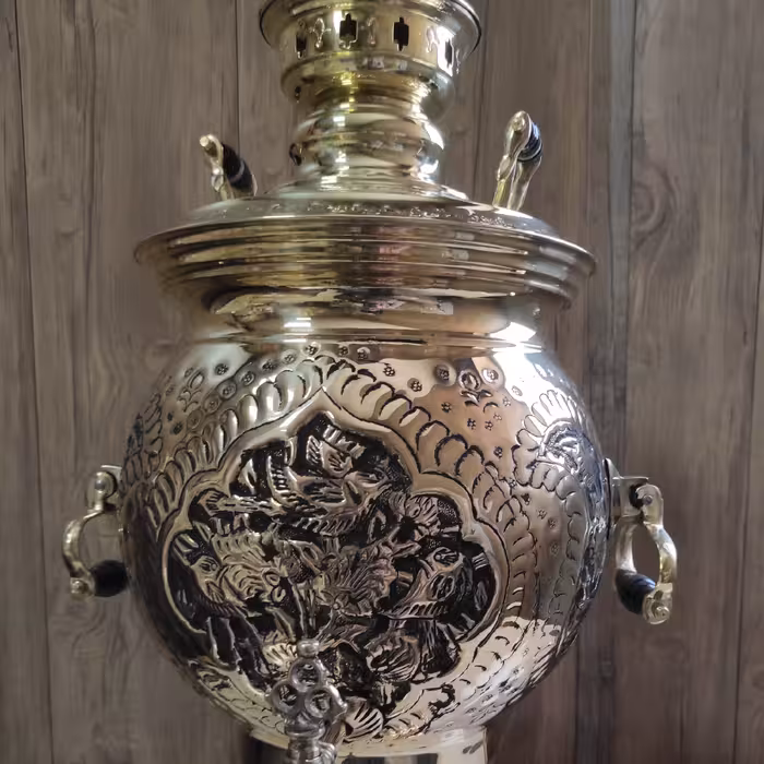 سماور 25کروی قلم زنی  قلم گل و بلبل 