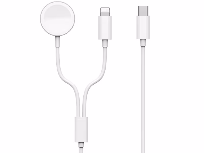 کابل شارژ دو سر تایپ سی به لایتنینگ 20 وات و شارژر بی سیم اپل واچ ویوو WiWU Wireless Charger Watch And Phone/Ipad M10