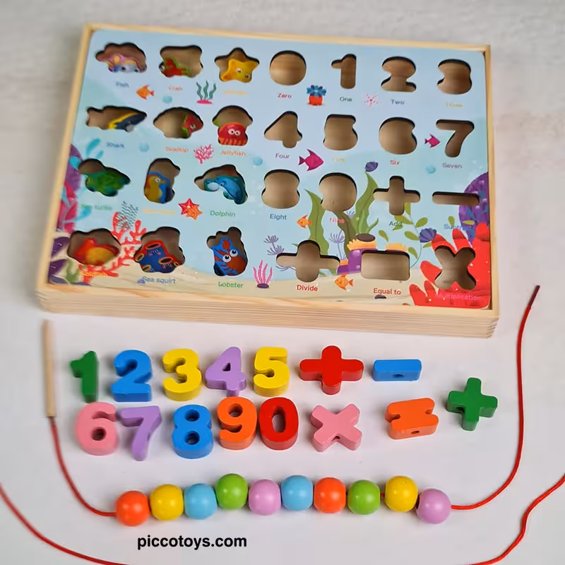 پازل و تخته جایگذاری چوبی مدل حیوانات دریایی کد P/50918/D