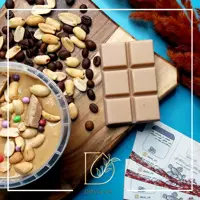 کره بادام زمینی با شکلات نسکافه‌ای بدون هیچ ماده افزودنی تولید در حضور شما 
