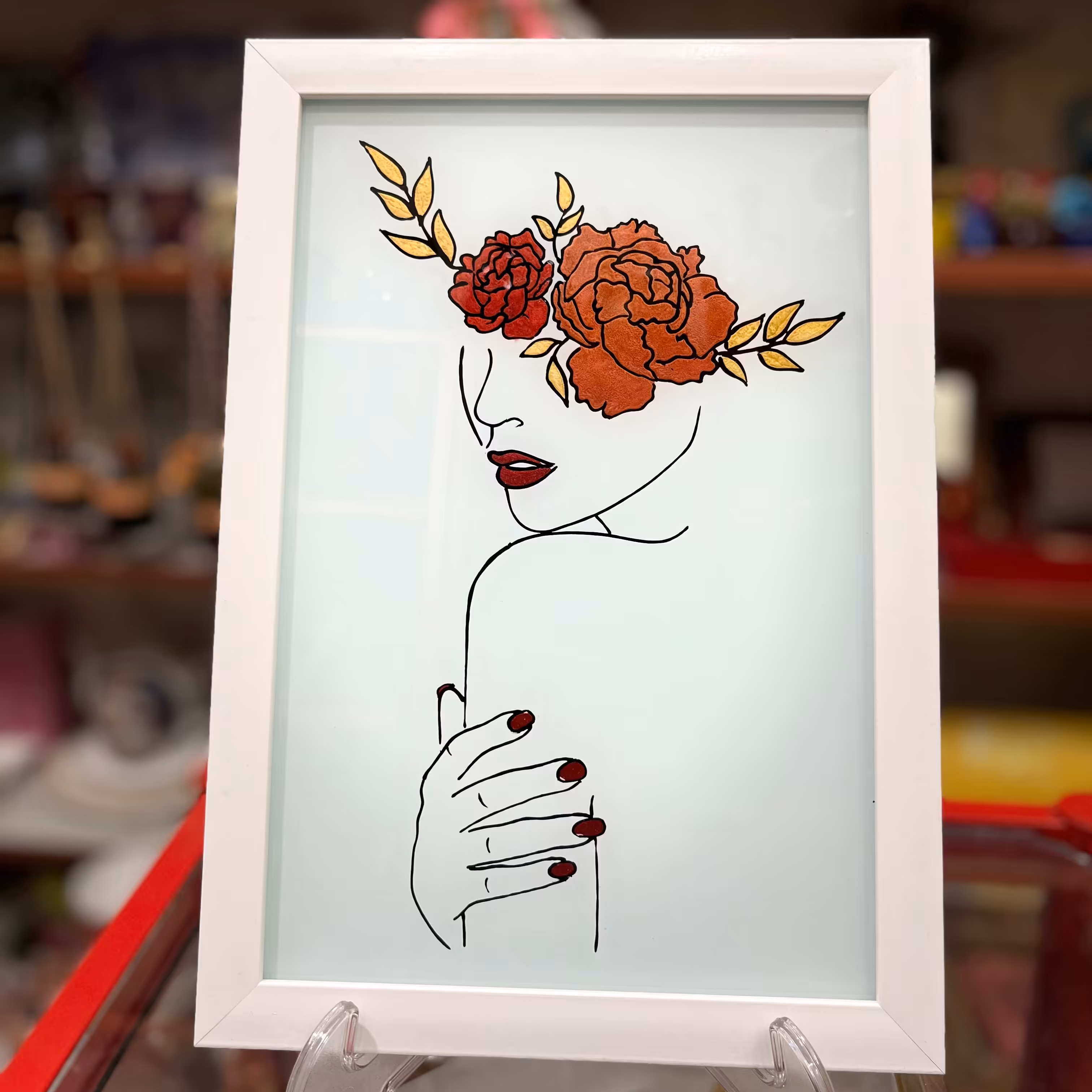 تابلو ویترای مینیمال طرح گل کد 85