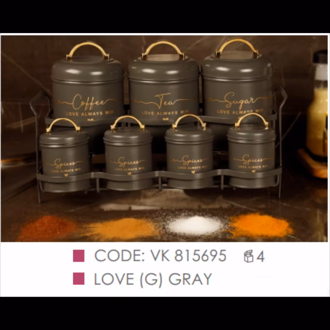 ست پاسماوری 8 پارچه برند BVK کد 815695 رنگ طوسی با چاپ طلایی