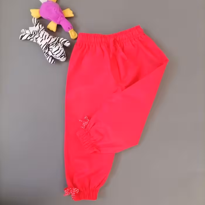 شلوار اسلش دخترانه پاپیون دار (کتان کاغذی)قرمز 