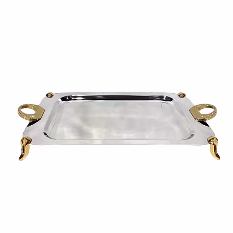 سینی متوسط نگین دار طلایی یونیک مدل 3919