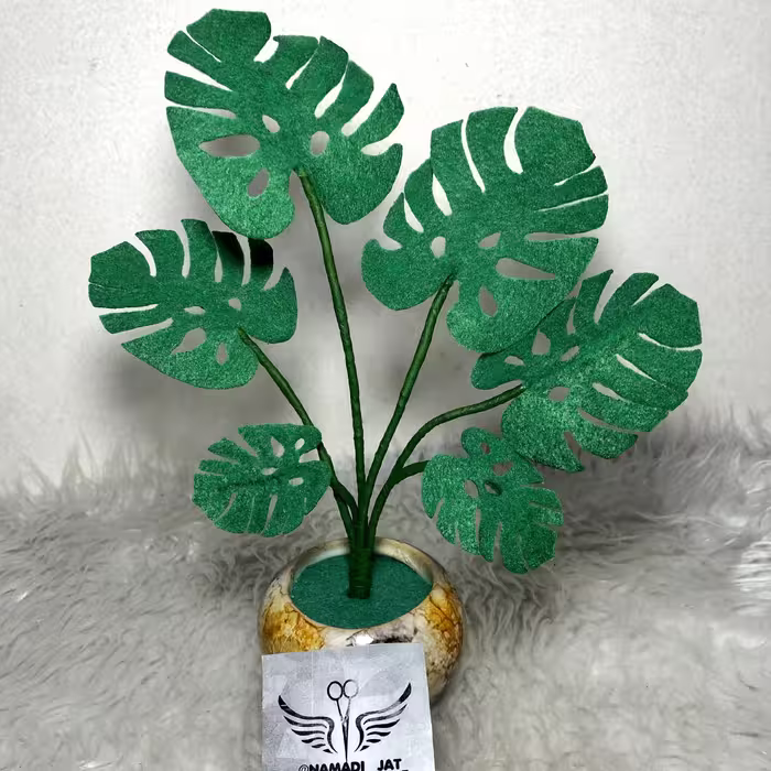 گلدان گل مصنوعی برگ انجیری ، نمدی