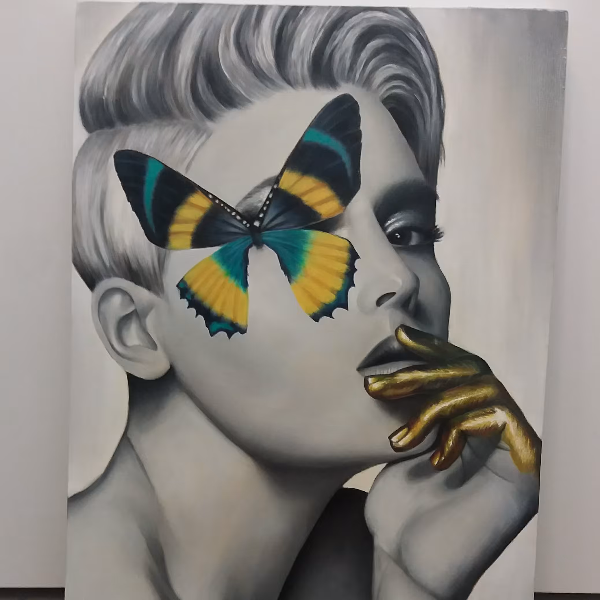 نام اثر نگاهی نو ابعاد 50 در 70 وزن تقریبی 2 کیلو گرم اجرا شده با رنگ روغن