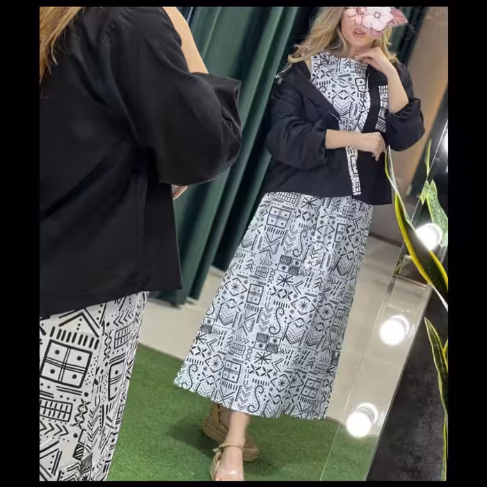 ست سارافون و کت خنک مناسب تابستان جنس داکرون نخ گرم بالا کد 112