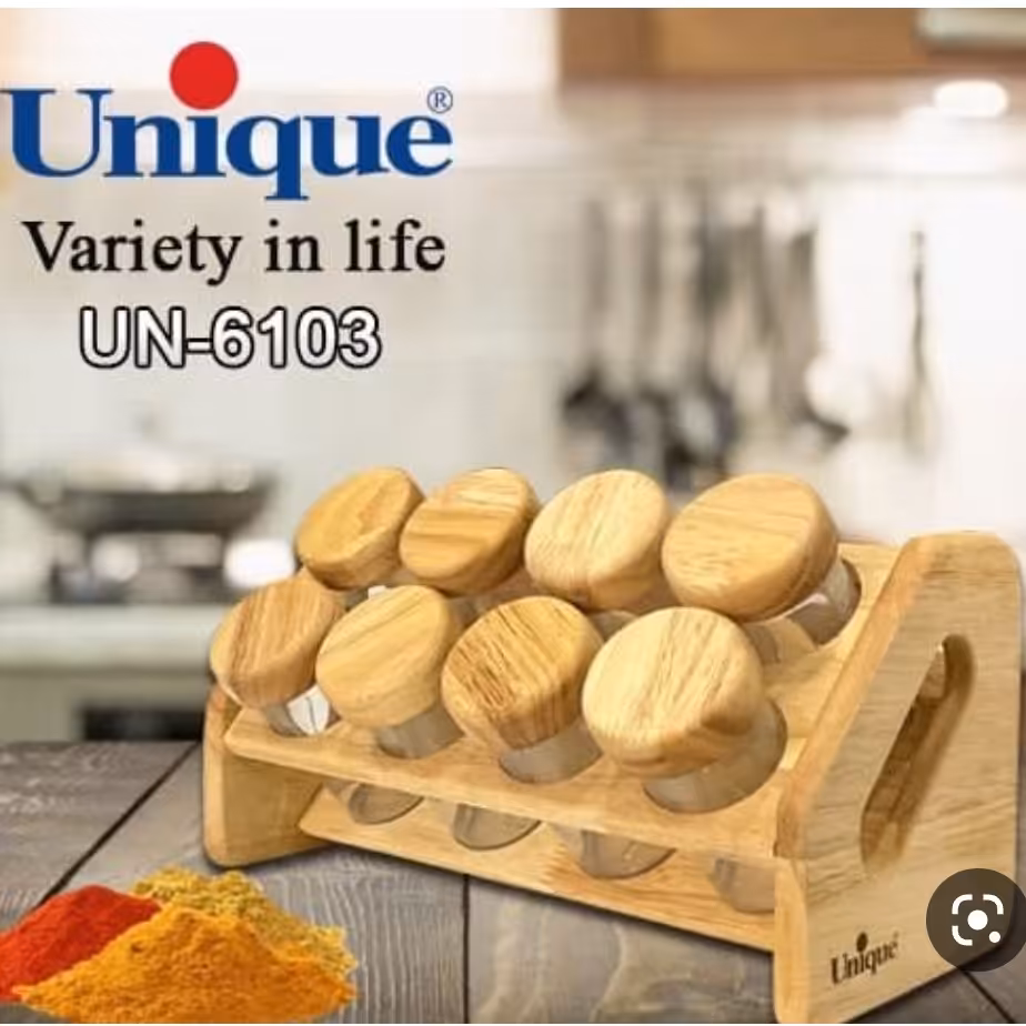 جا ادویه چوبی 8 تایی پایه کج برند یونیک  کد UN6103