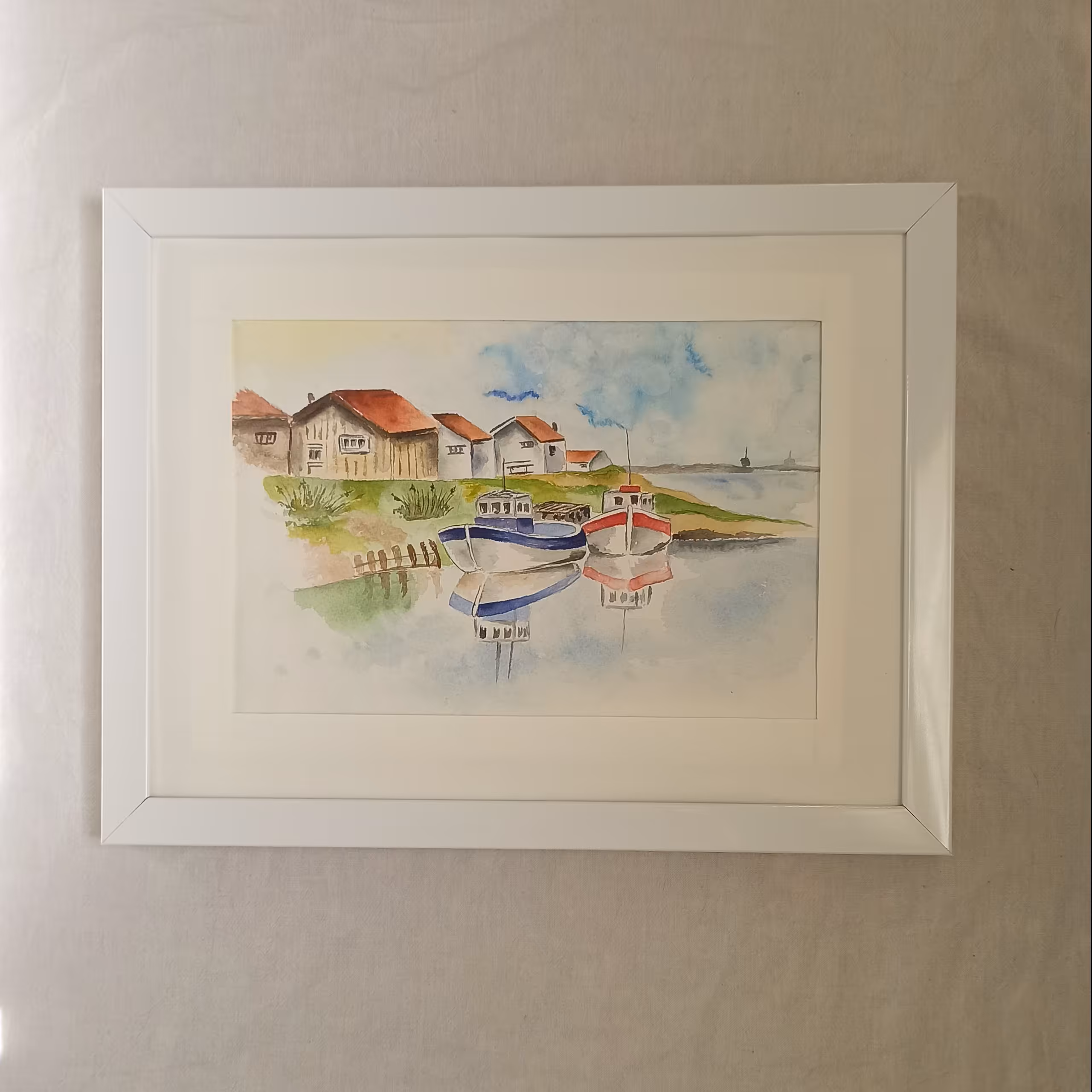 نقاشی آبرنگ  boat _ مناسب برای تزئینات منزل