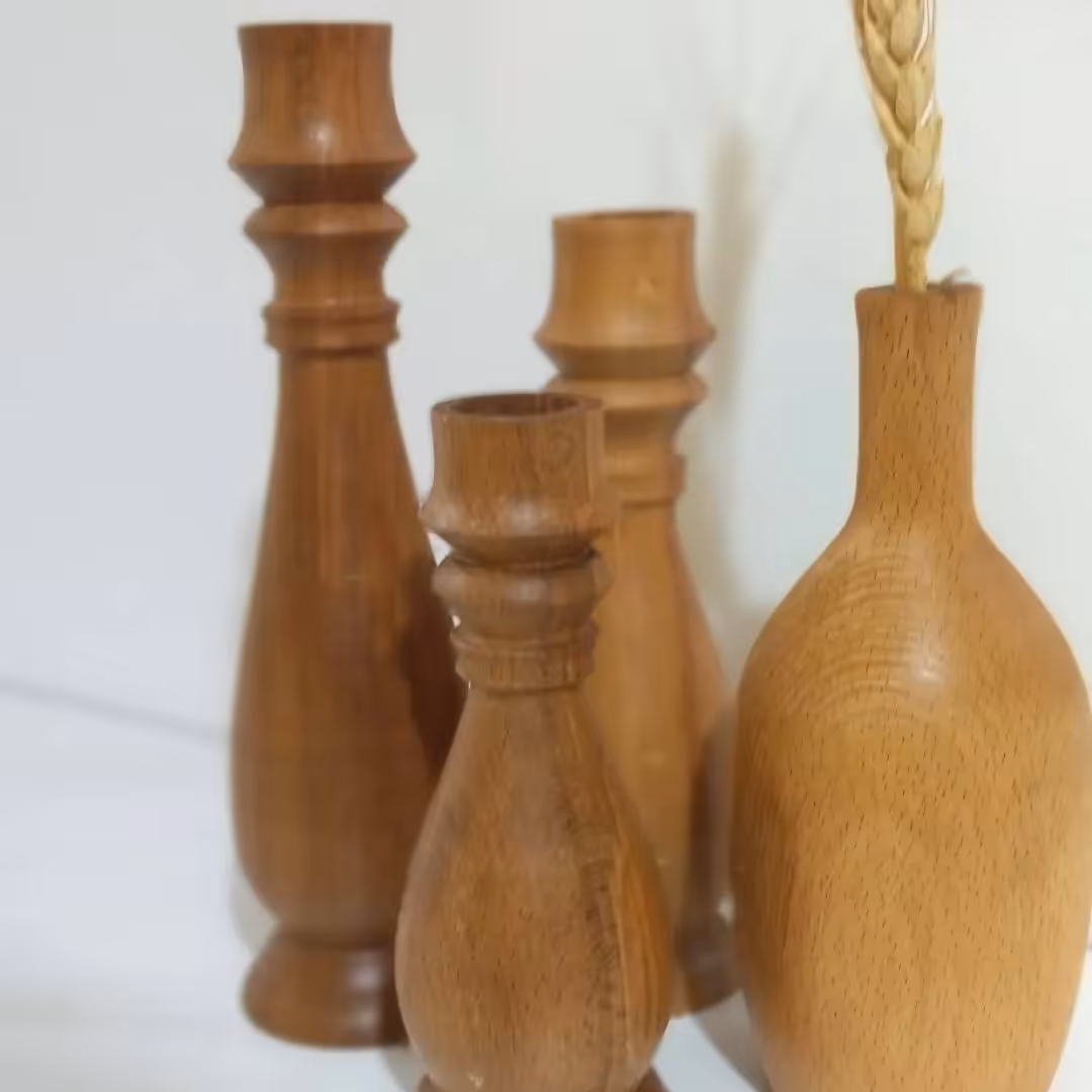 شمعدان چوبی راش