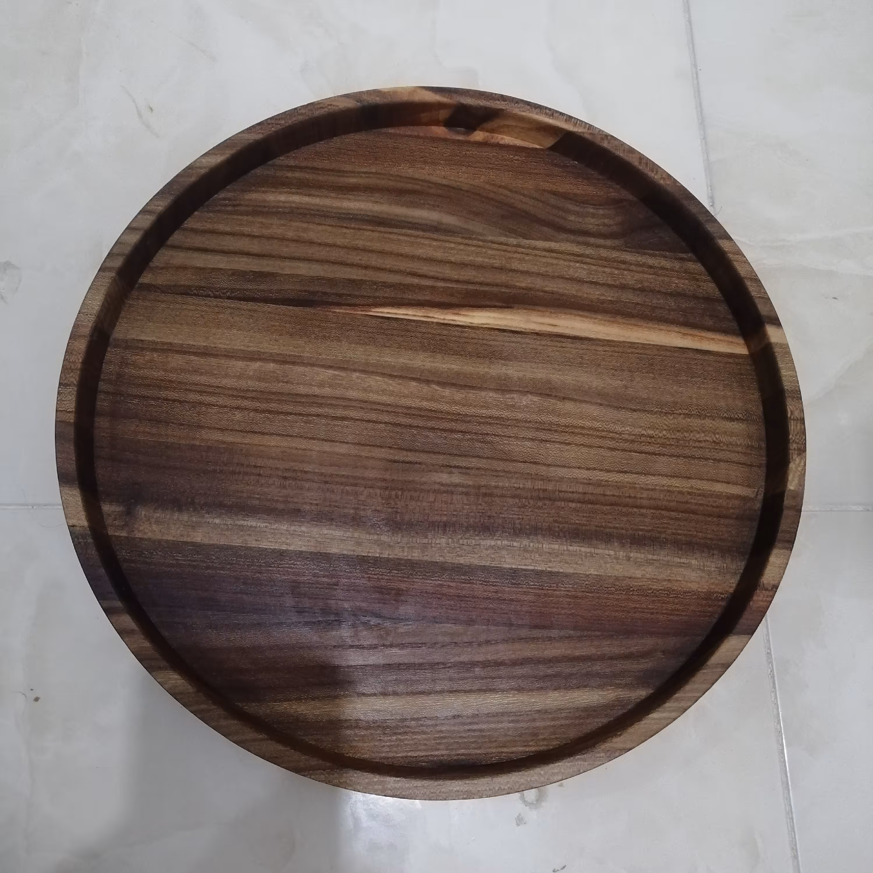 سینی گرد چوب گردو 30 سانت لبه 2 سانتی