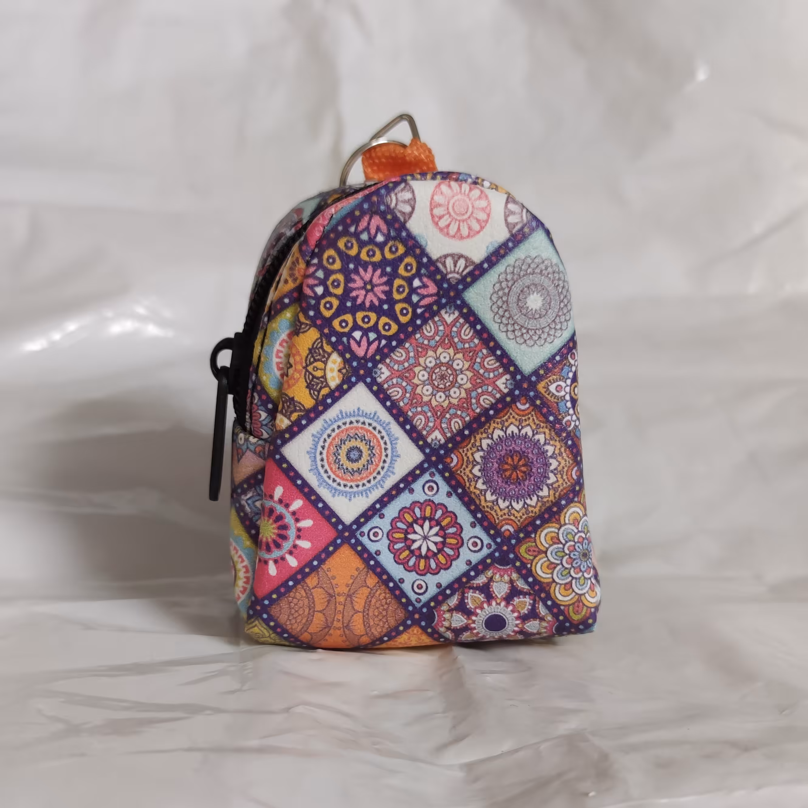 کیف طرح چرم رنگی گلدار  کوچک هندزفری 