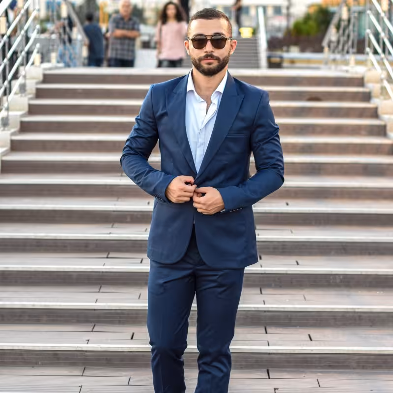 کت و شلوار مردانه مدل 001 سورمه ای با سایزبندی از 46 تا 56