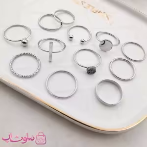 پک انگشتر زنانه نقره ای 12 عددی