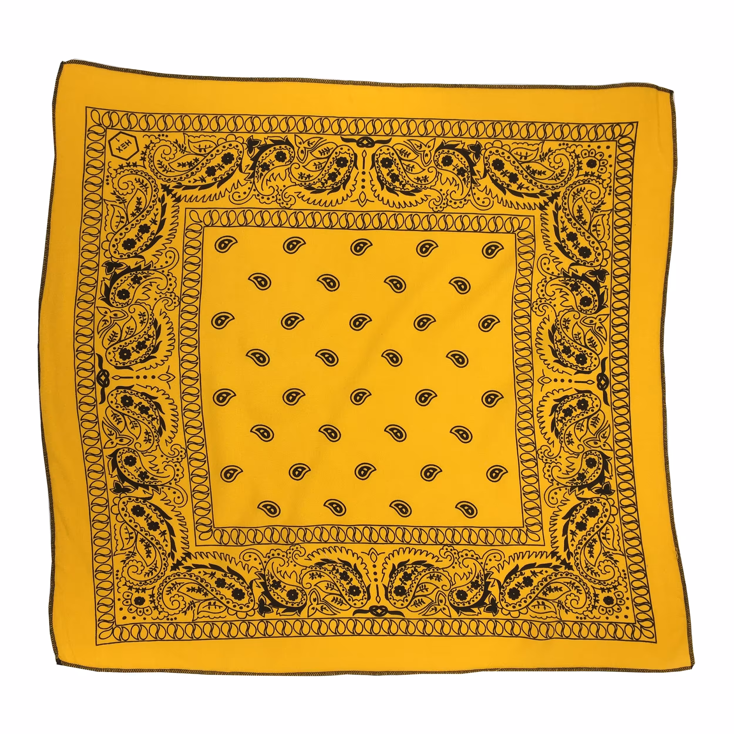 باندانا یا دستمال سر نخی مدل بته جقه اصلی زرد