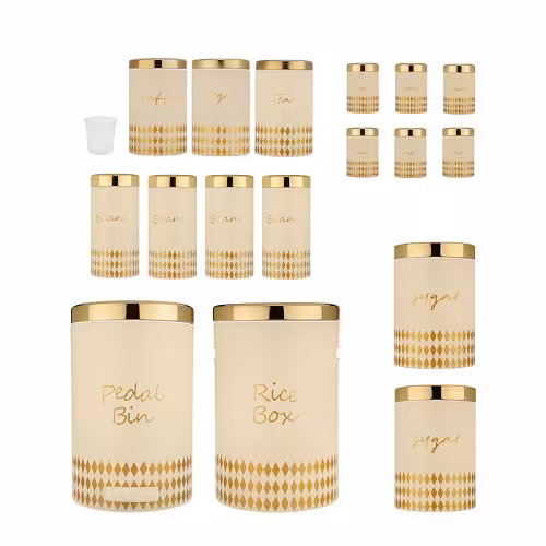 سرویس آشپزخانه 17 پارچه طرح لوزی طلایی HERA