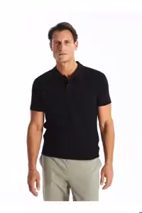 تی شرت یقه پولو مشکی مردانه LCW POLO YAKA آستین کوتاه PIKE 'S T LC Waikiki