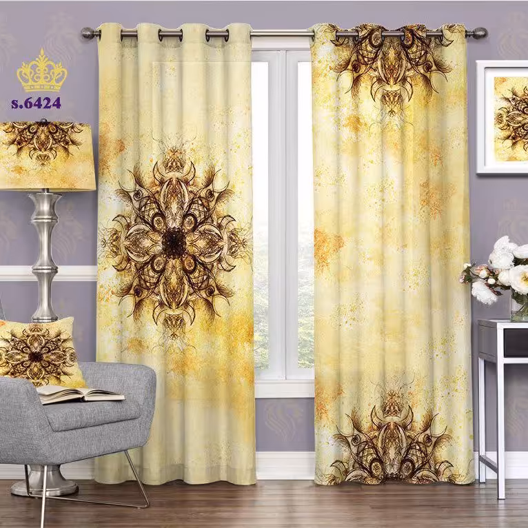 پرده پذیرایی دو قواره پانچ طرح شمسه کد S6424